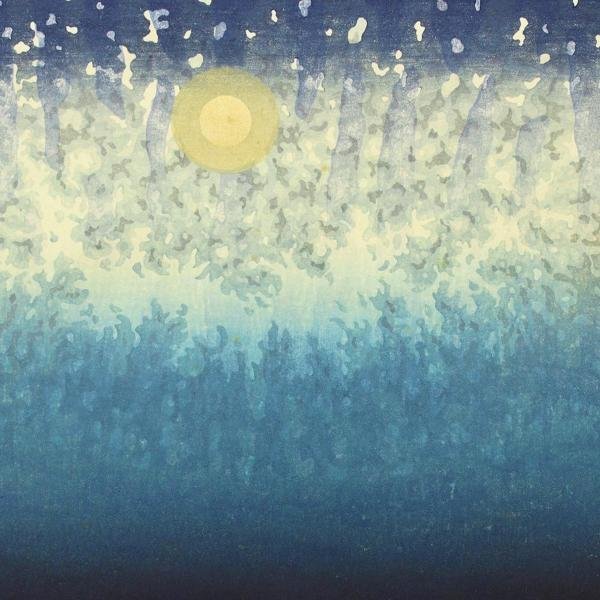 真作】【WISH】牧野宗則「光る海」木版画 8号大 1983年作 直筆サイン