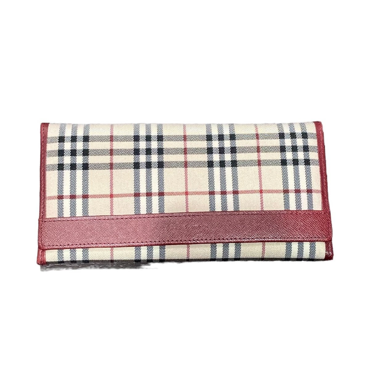 【極美品】 BURBERRY バーバリー 長財布 二つ折り　シャドーノバチェック BURBERRY バーバリー 二つ折り 長財布 ノバチェック レッド 【公式通販】