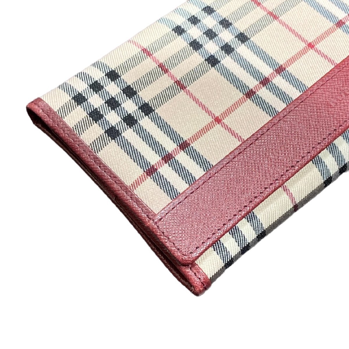 BURBERRY バーバリー 二つ折り 長財布 ノバチェック レッド 【公式通販】