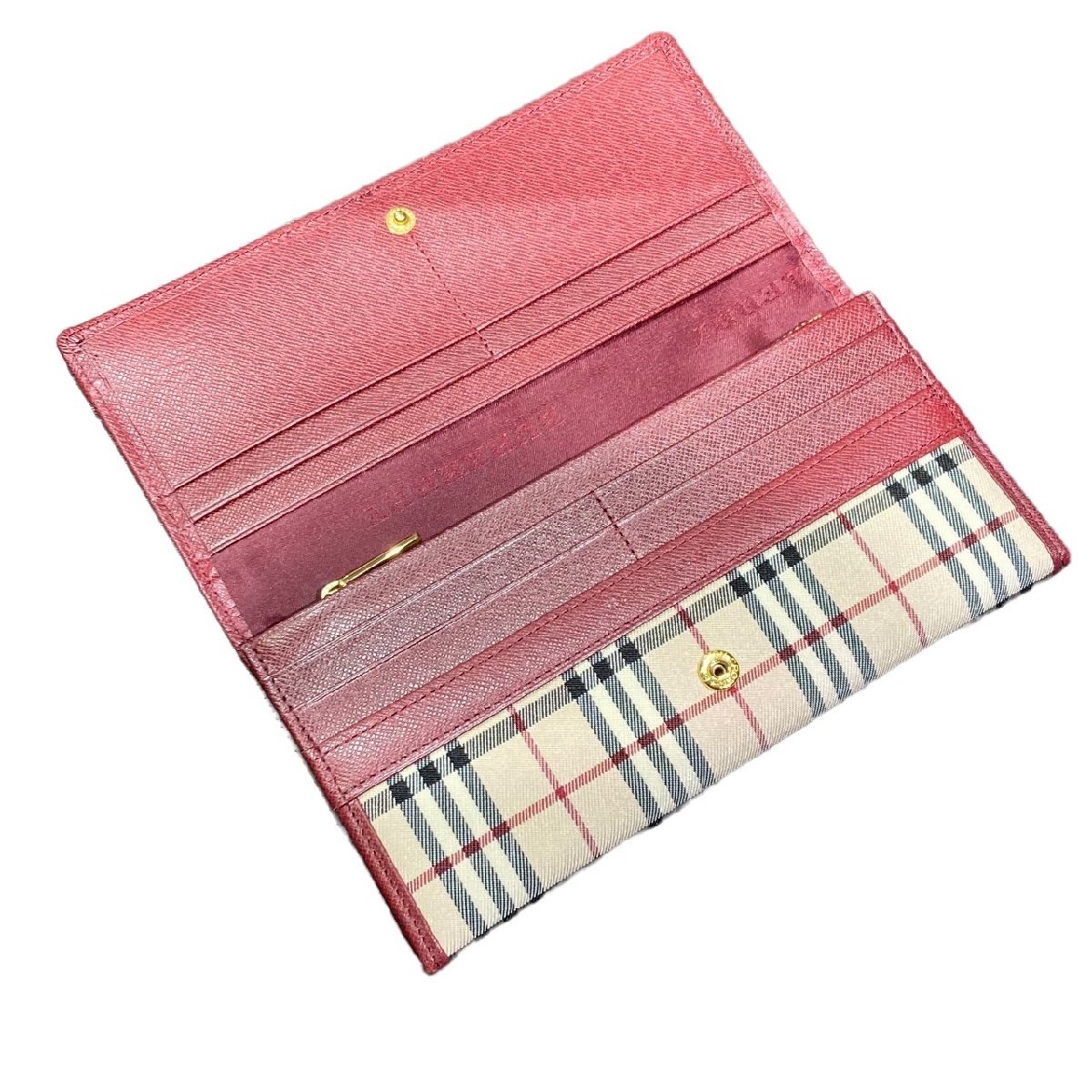 BURBERRY バーバリー 二つ折り 長財布 ノバチェック レッド 【公式通販】