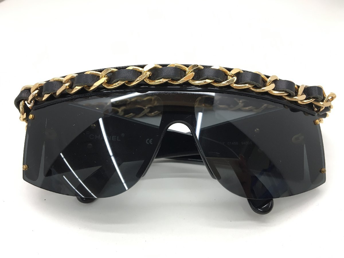 CHANEL ココマーク サングラス 度なし ブラック×ゴールド チェーン付き 中古【sw1005026】 ココマーク サングラス シャネル ボストン 05972 BSK501