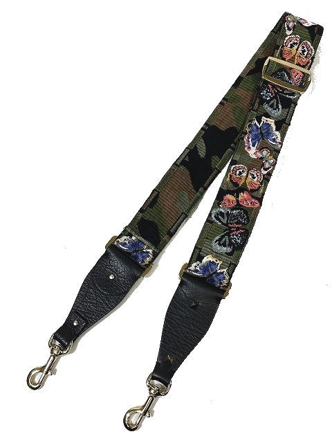 ヴァレンティノ ガラヴァーニ VALENTINO GARAVANI カムバタフライ ショルダーストラップ 刺繍 キャンバス ミニタリーグリーン