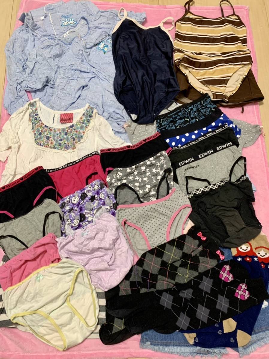 ECO 女の子処分品　小学生　150-160サイズ　パンツ　水着　靴下　パジャマ　訳あり ジャンク品　処分品 断捨離 整理品 パンツ 制服 ECO 新品ECO 140-150サイズ *eco女の子タンス整理品女子高生*ブラショーツ