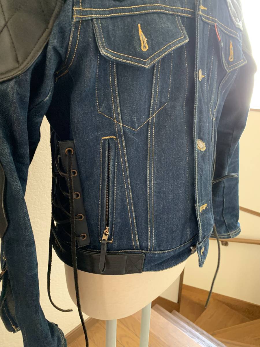 KADOYA カドヤ レザー切替 デニムジャケット ジージャン LL バイク乗り