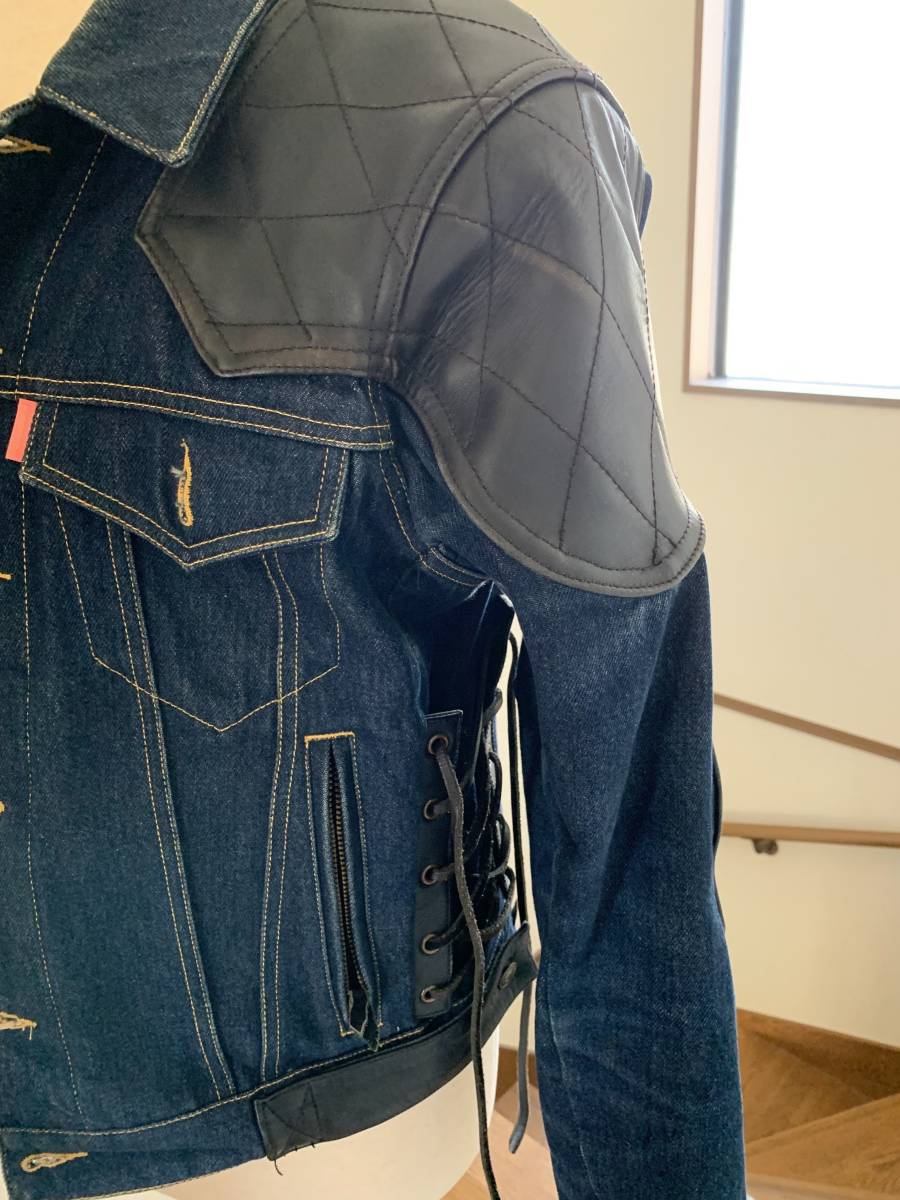 KADOYA カドヤ レザー切替 デニムジャケット ジージャン LL バイク乗り