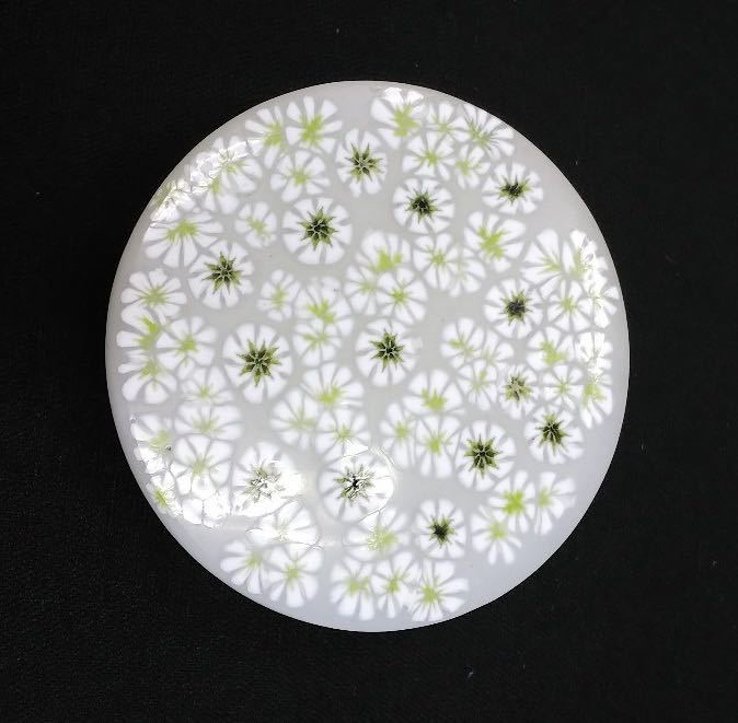 ガラス作家 藤原奈津江先生作 パートドヴェール香合 「白い花」 藤原