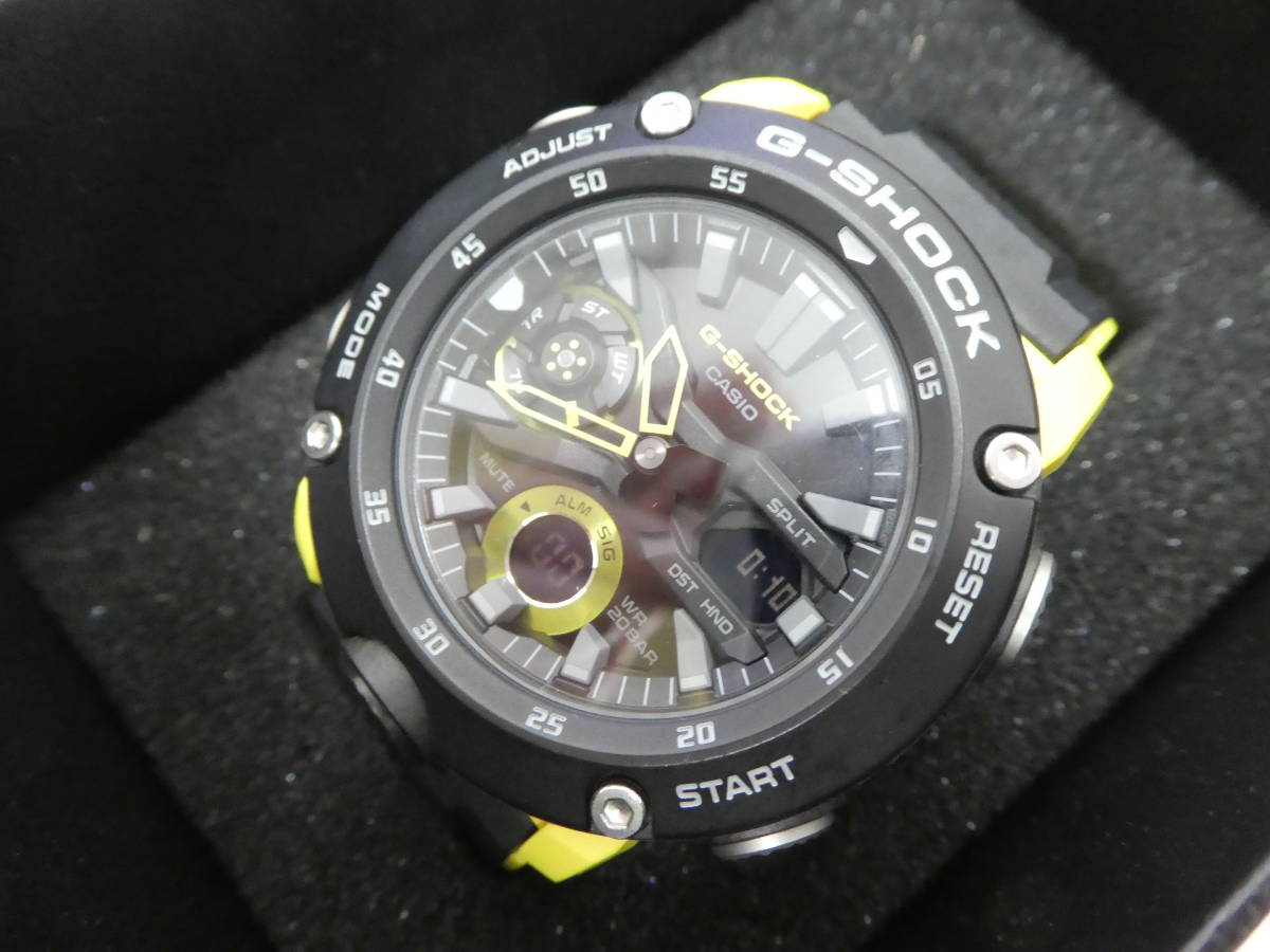 ☆ カシオ Gショック GA-2000 イエロー×ブラック文字盤 デジアナ QZ メンズ腕時計 中古 激安1円スタート ☆