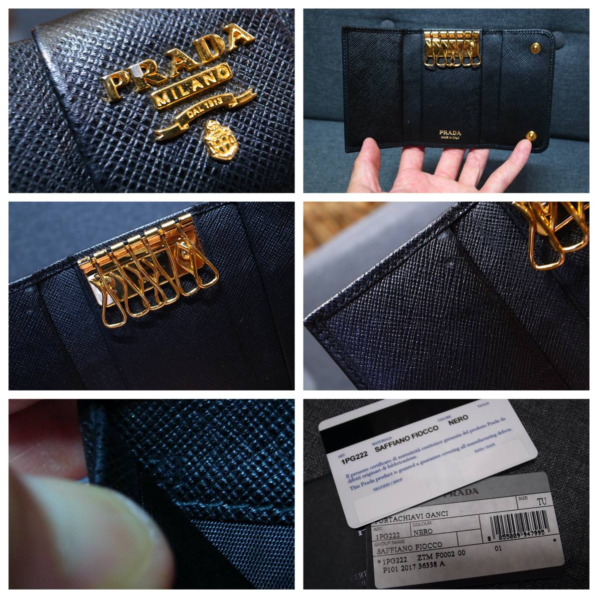 正規品☆プラダ キーケース リボン 黒 サフィーノレザー バッグ 財布