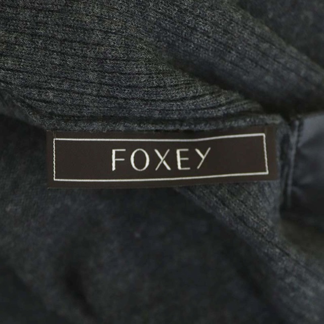 フォクシー 日本製 長袖 襟付き ニット 40 チャコールグレー FOXEY セーター レディース フォクシー FOXEY 襟付き ニット セーター 長袖 2WAY 40 グレー 白