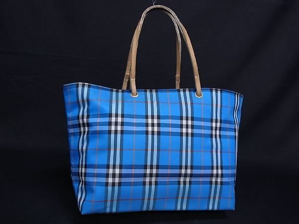 【新作，人気】 1円 BURBERRY バーバリー ナイロンキャンバス チェック柄 ハンドバッグ トートバッグ 手提げかばん レディース ブルー系 BB3820uN(トートバッグ)｜売買されたオークション情報、yahooの商品情報を かばん、バッグ