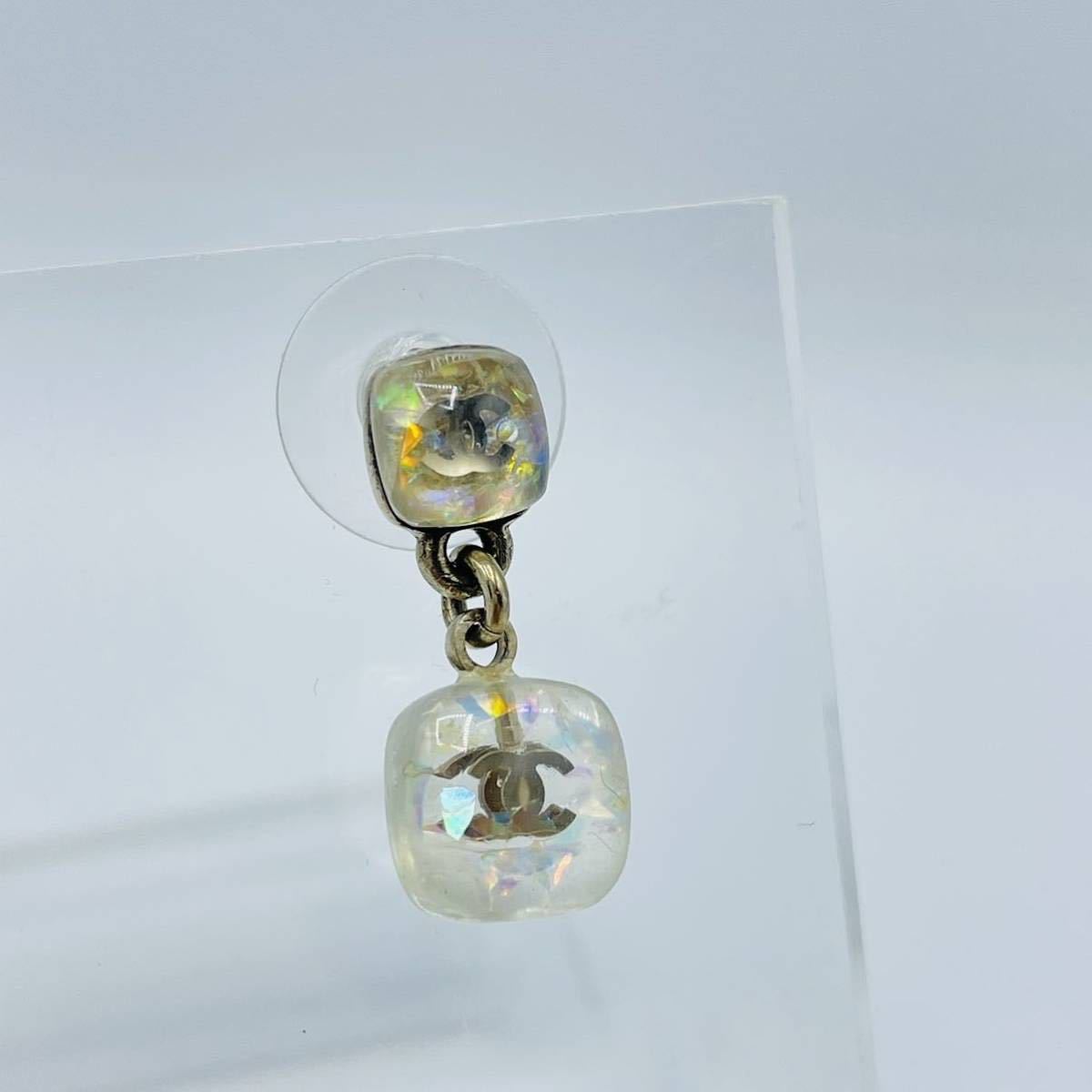 美品 CHANEL ピアス シャネル 1円〜 クリア 樹脂 クリスタル ココ