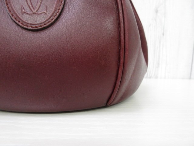 美品 カルティエ ショルダーバッグ マストライン レザー ボルドー
