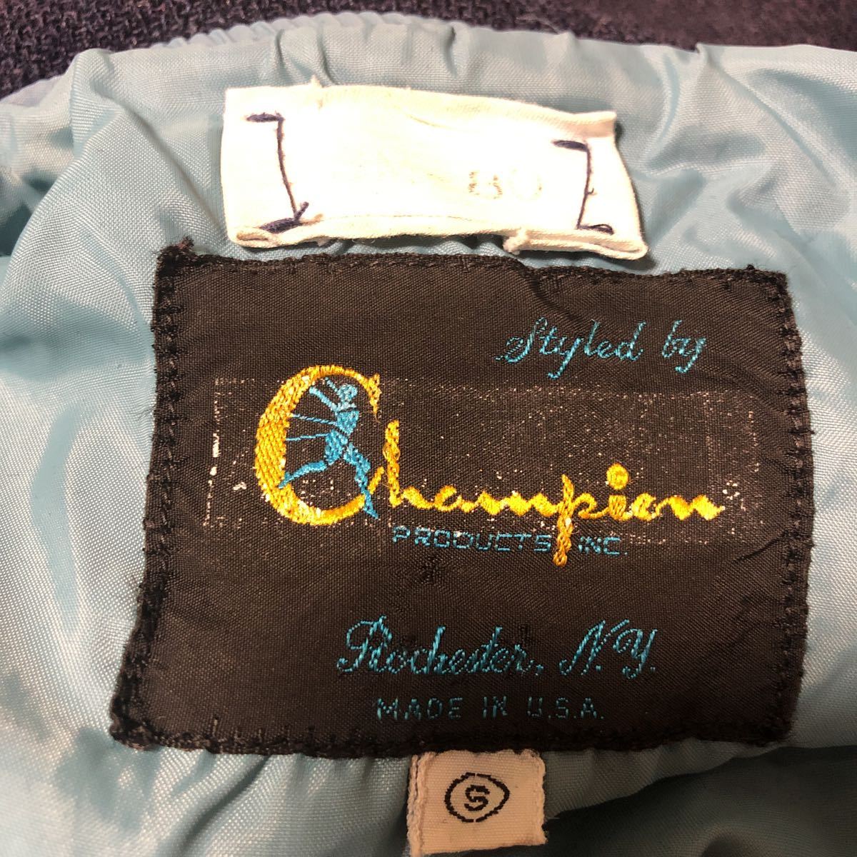60s 60年代 チャンピオン Champion ランタグ 黒 ウールジャケット 