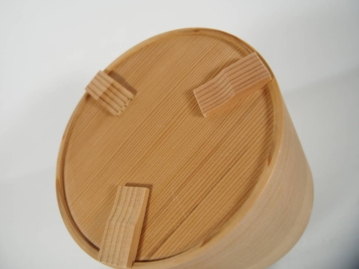 茶道具 曲水指杉木地直径17.5cm×高さ16.5cm木製曲げ