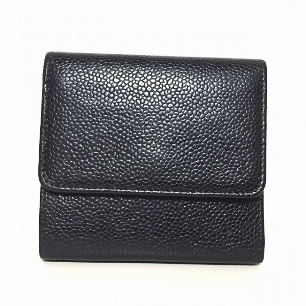 キャビアスキン CHANEL シャネル Wホック財布 ブラック CHANEL 