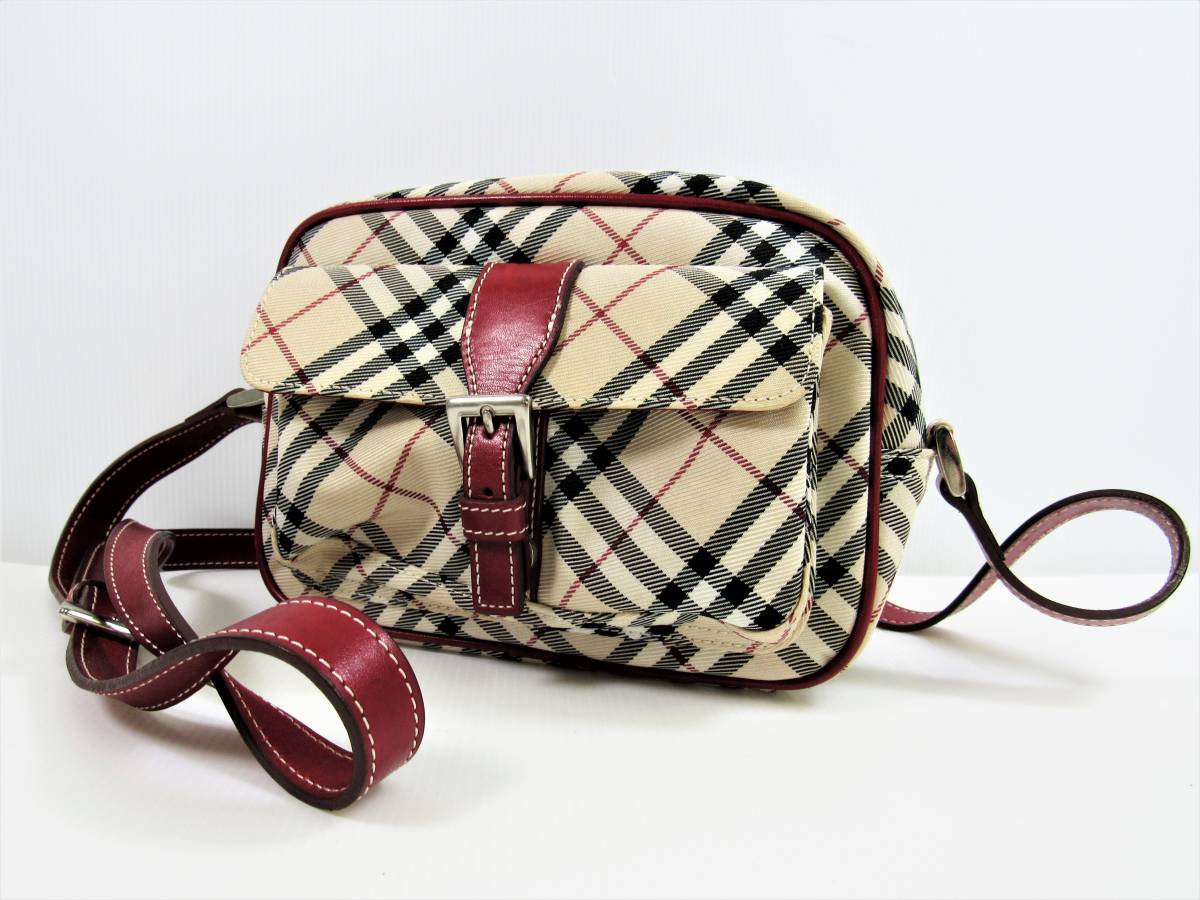 大人気，豊富な 良品 BURBERRY BLUE LABEL LONDON ショルダーバック 鞄 バーバリー チェック ZAE73-300-43 赤 レッド ロンドン マチ付き(ショルダーバッグ)｜売買されたオークション情報、yahooの商品情報をアーカイブ公 かばん、バッグ