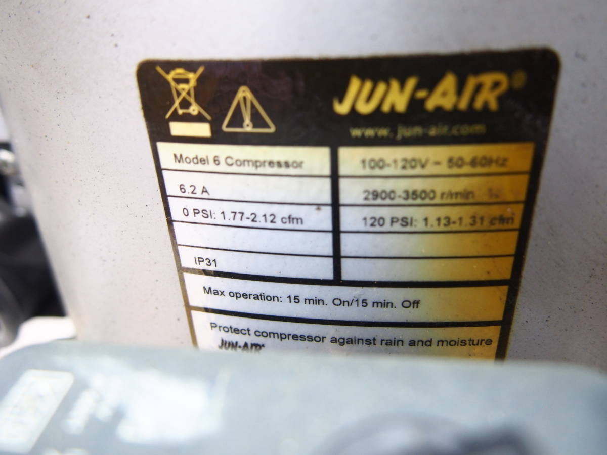 ☆【3R1020-11】 JUN-AIR ジュンエアー エアーコンプレッサー 6 Compressor 50/60Hz ジャンク JUN-AIR 工具、DIY用品 3-4 シリーズ_Gast Manufacturing の