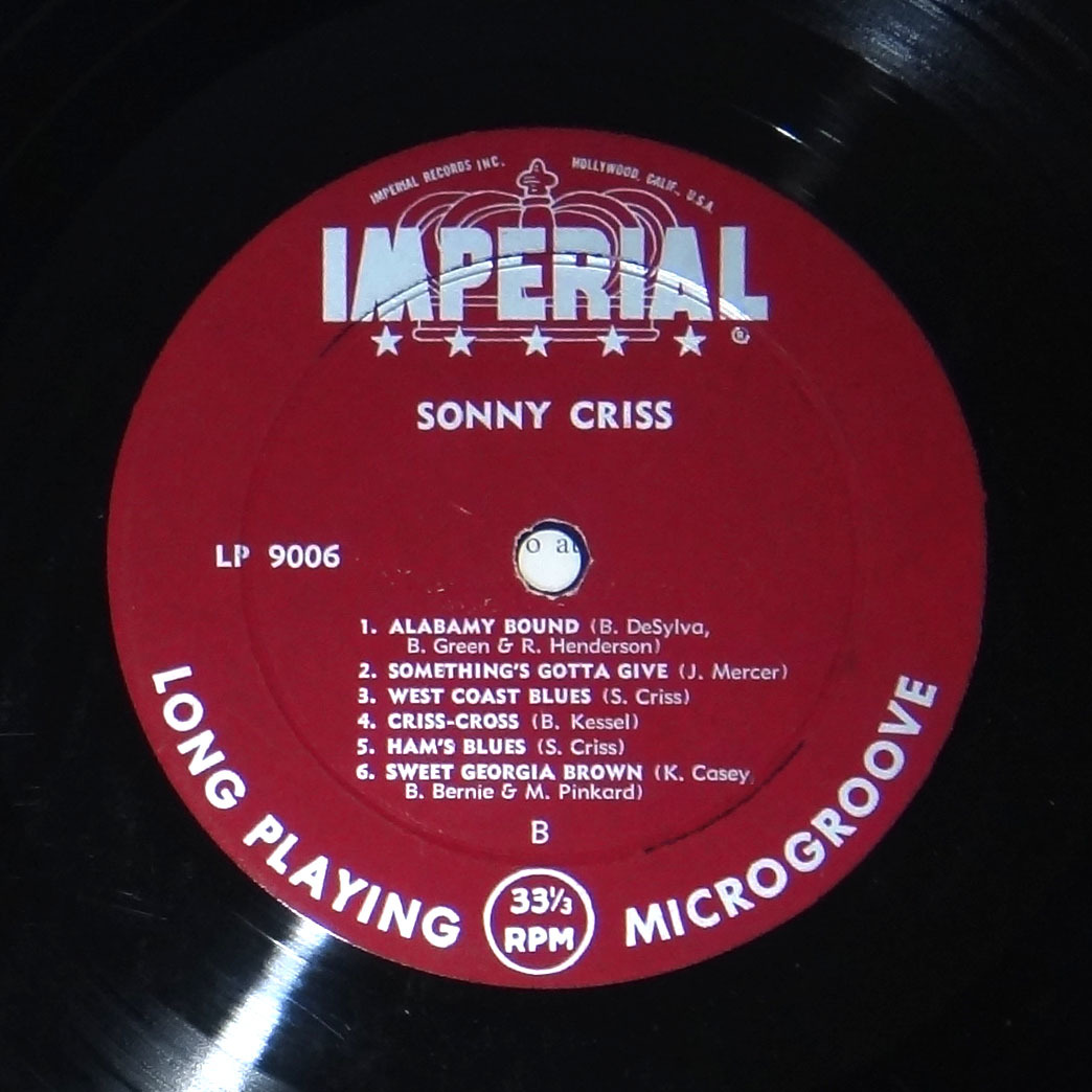 Imperial ⁄ Criss Jazz SONNY Sonny CRISS U.S.A. | IMPERIAL – USA