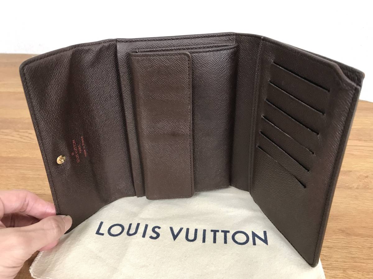 超美品】ヴィトン ダミエ 三つ折 大判 長財布 ミドルサイズ 財布 小銭 
