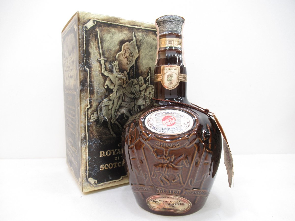 ネット売品 古酒 ROYAL SALUTE ロイヤルサルート 21年 茶 陶器 SCOTCH