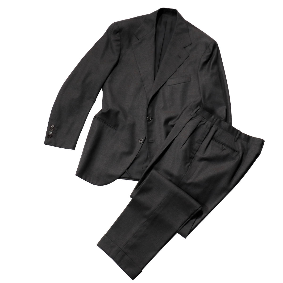 極上フルハンド ビスポーク仕立て◎フィレンツェ「LIVERANO&LIVERANO/リベラーノ」世界最高峰の手縫い 通年極上グレー色 スーツ L程度