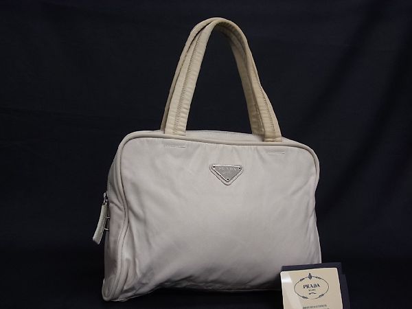 全国無料，安い 1円 PRADA プラダ B8495 テスートナイロン ハンドバッグ トート 手提げかばん 手持ち レディース アイボリー系 AE2452イk(ハンドバッグ)｜売買されたオークション情報、yahooの商品情報をアーカイ かばん、バッグ