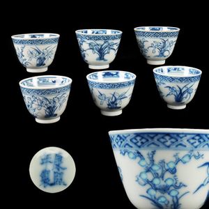 大清康熙年製 染付 蛍手 急須 茶壺 時代物 湯呑 急須