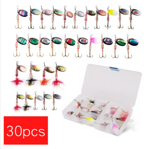 １円スタート■送料210円■匿名配送■スピナールアー大容量30個セット　ケース付き♪　川釣り　ニジマス　バス　ナマズ等！_1