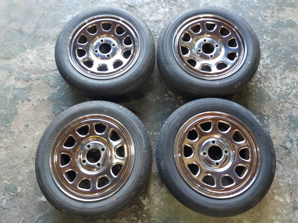 【送料無料】メッキ　鉄ホイール☆155/65R14☆14インチ4本セット☆4H・100・5J☆