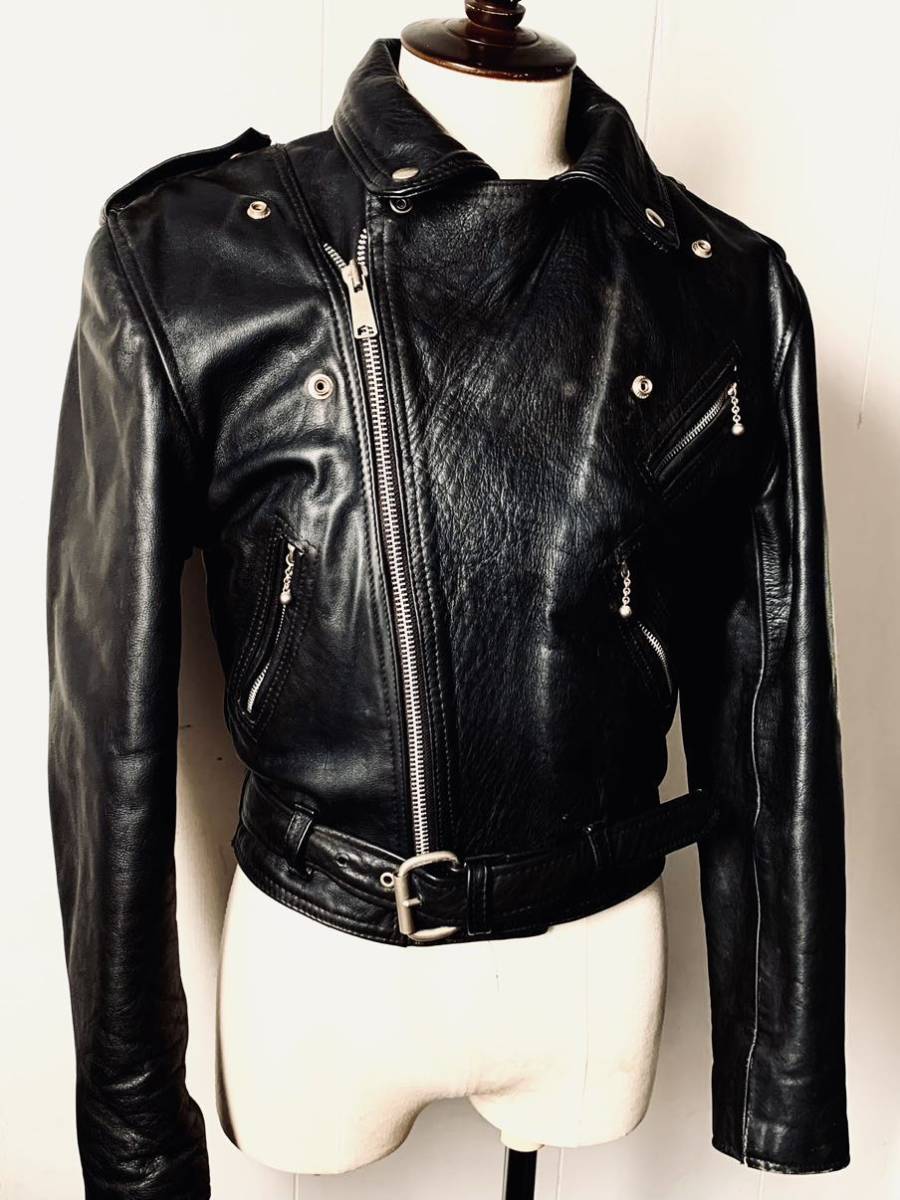  70's ヴィンテージ made in England unknown 肉厚カウレザー UKダブルライダース 黒 ルイスレザー ライトニング ハイウェイマン40s50s60s(Mサイズ)｜売買されたオークション情報、yahooの商品情報を Mサイズ