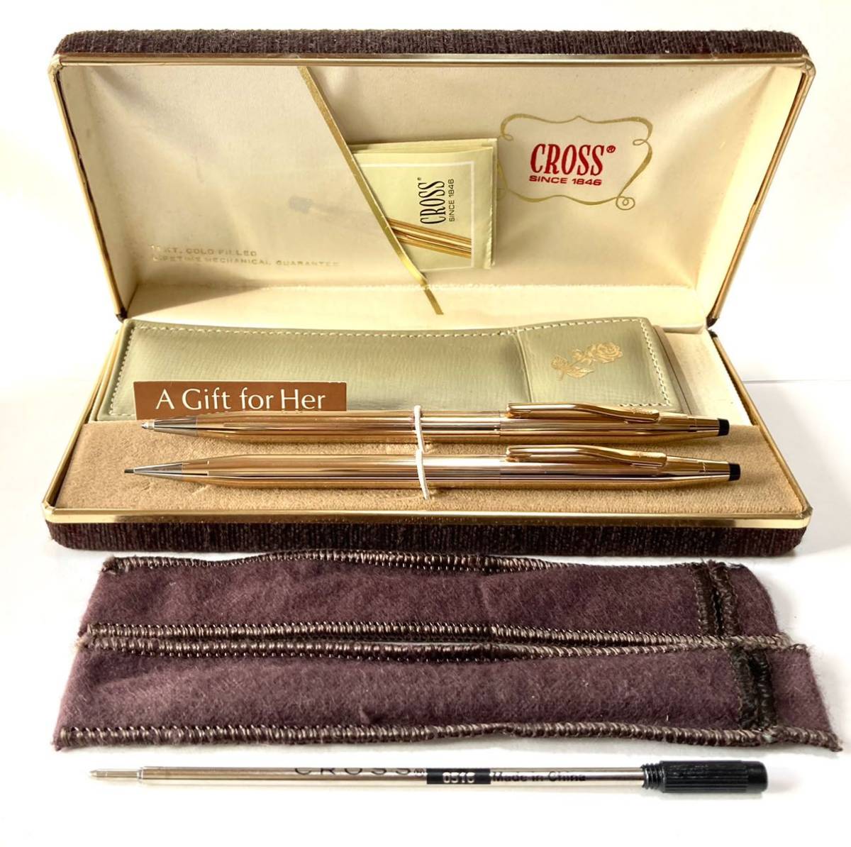 CROSS 14K 金張り ボールペン 専用ケース付 美品】 CROSS クロス クラシックセンチュリー 14金張 旧ロゴ