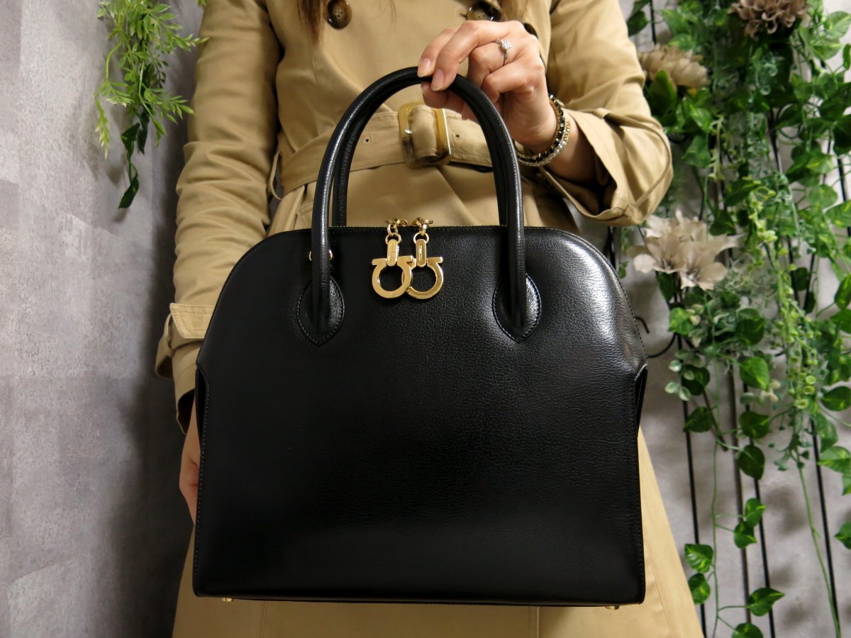 1円 Salvatore Ferragamo フェラガモ ガンチーニ柄 キャンバス×レザー 