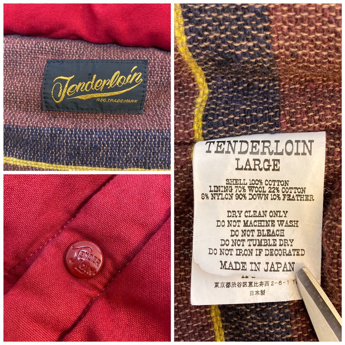 TENDERLOIN ダウンベスト L フェザー混 肉厚 テンダーロイン 赤