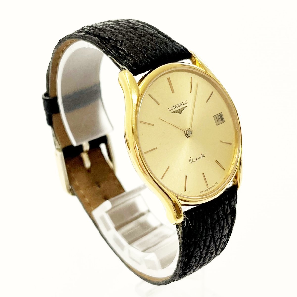 ロンジン ゴールド文字盤 LONGINES 0 クオーツ 革ベルト（ブランド
