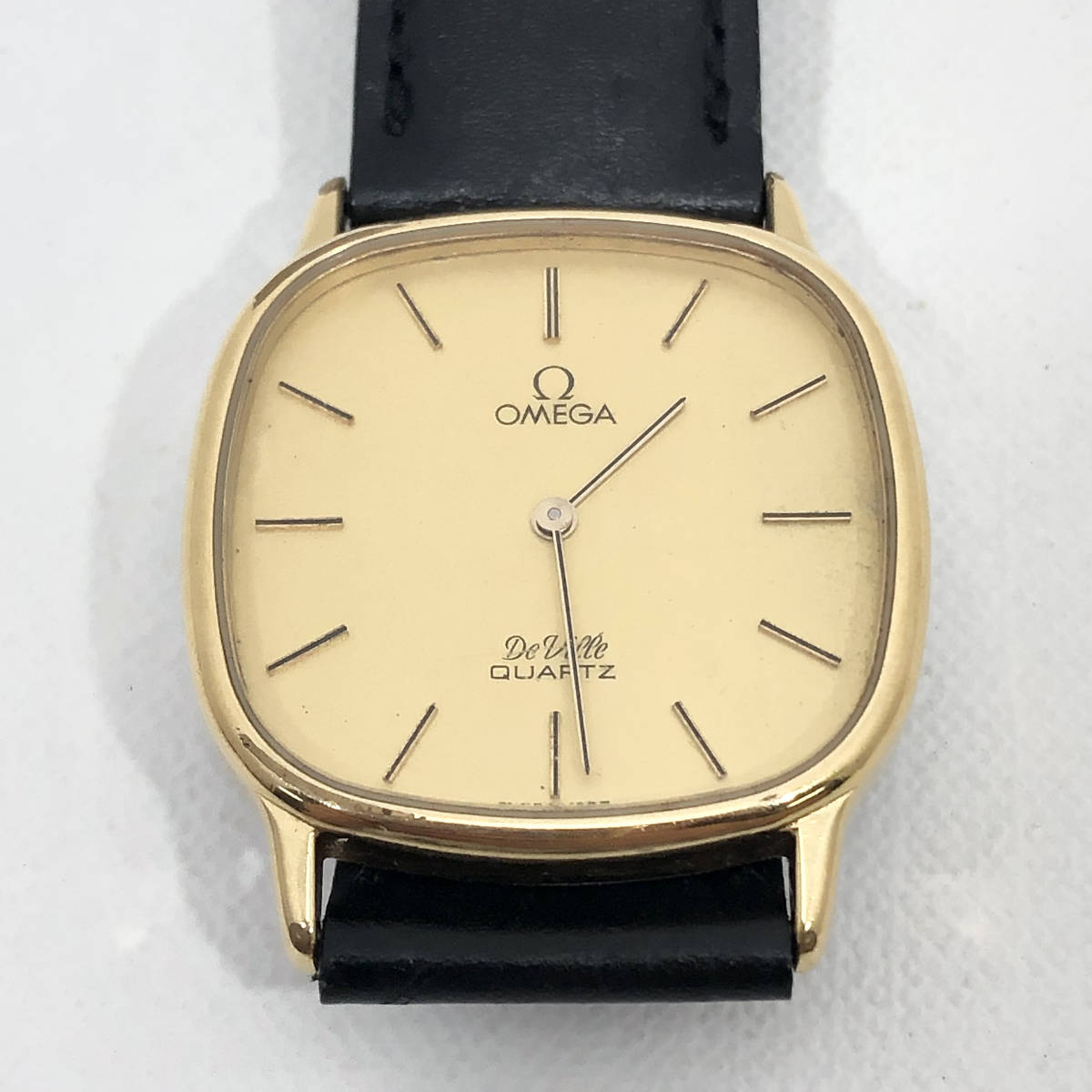 オメガ デビル OMEGA スクエア クォーツ 時計 社外ベルト メンズ 非