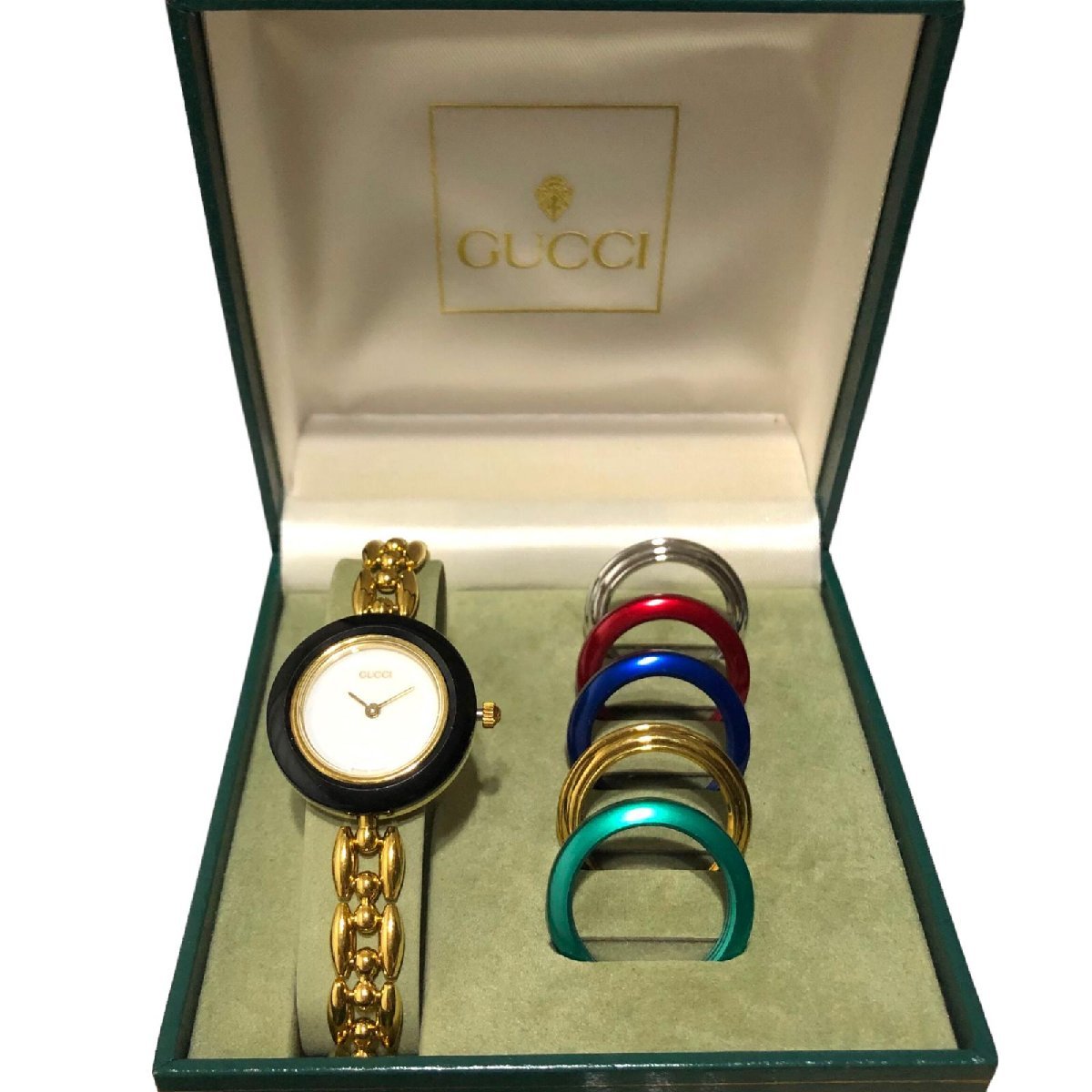 ☆美品・電池新品交換済み☆GUCCI グッチレディース 腕時計 バングルウォッチ GUCCI グッチ バングルウォッチ チェンジベゼル 6色 稼働⁄新品電池