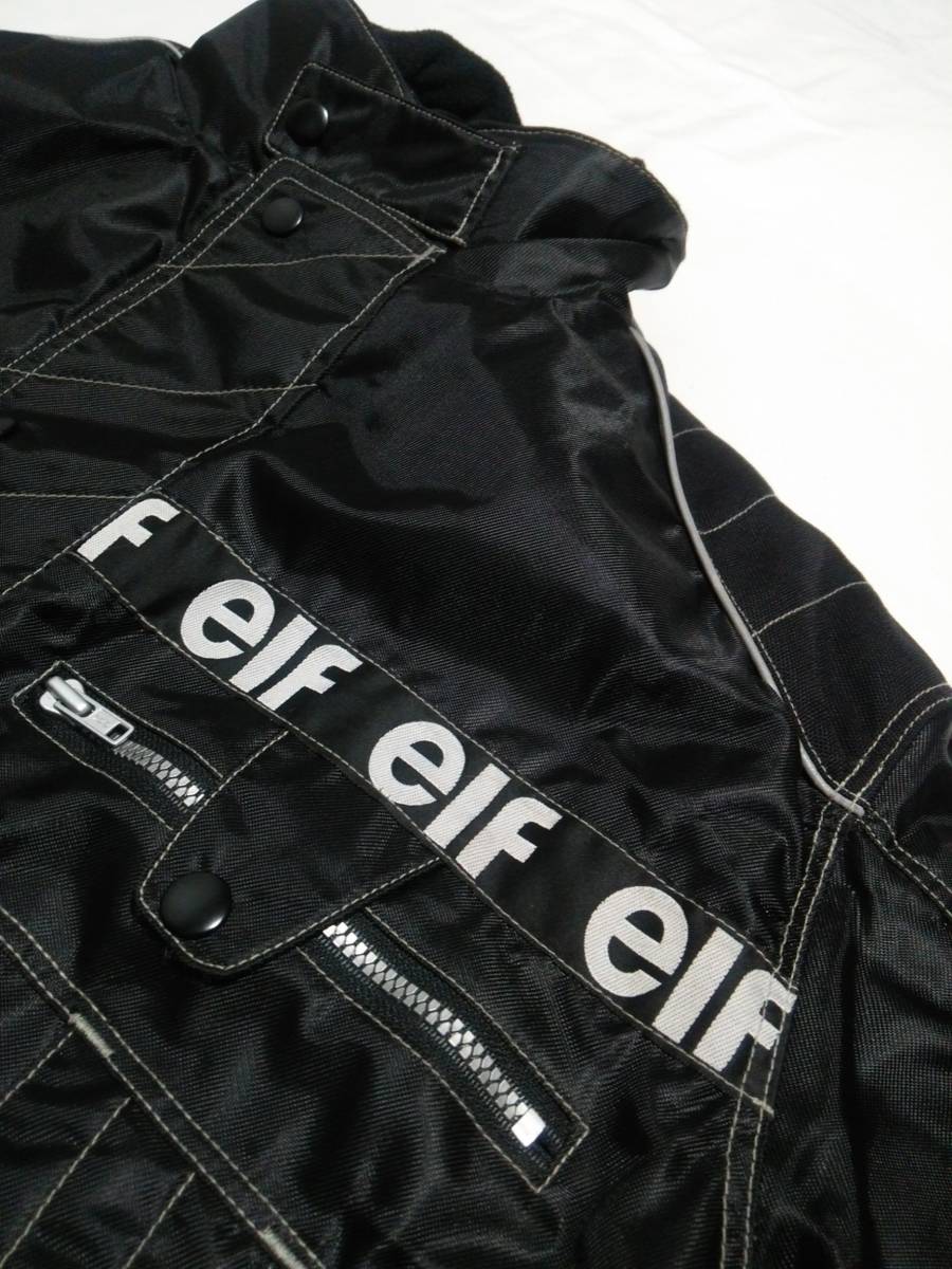 【極美品】エルフ　レーシングジャケット　ナイロンジャケット　ブラックXL 黒 elf エルフ 秋冬 防寒 防水 ナイロンジャケット 中綿入り ダウン