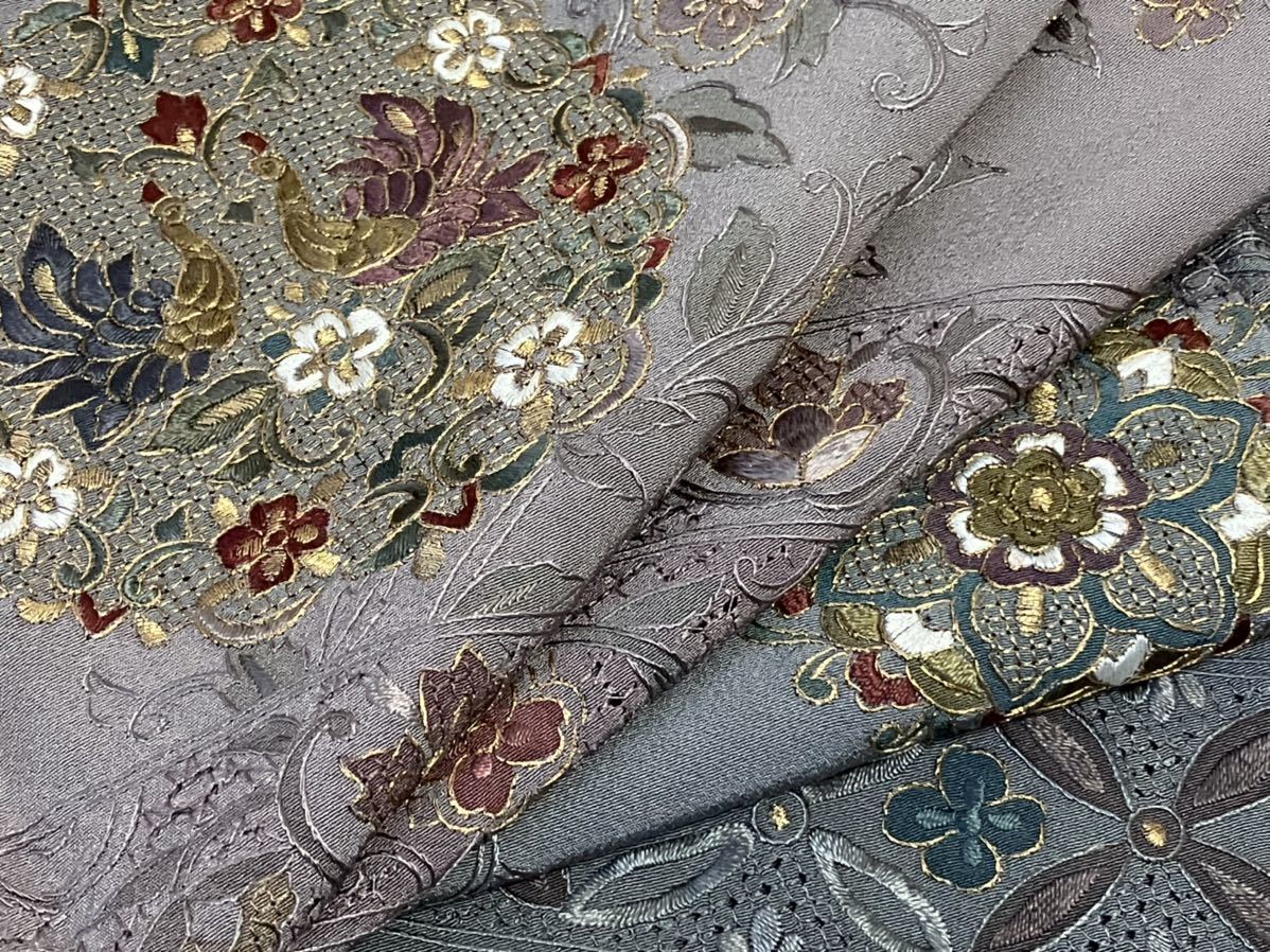 新作入荷 雅 汕頭蘇州刺繍 訪問着 正倉院花鳥紋 金糸 正絹 kk171(仕立て上がり)｜売買されたオークション情報、yahooの商品情報をアーカイブ公開 - オークファン 仕立て上がり