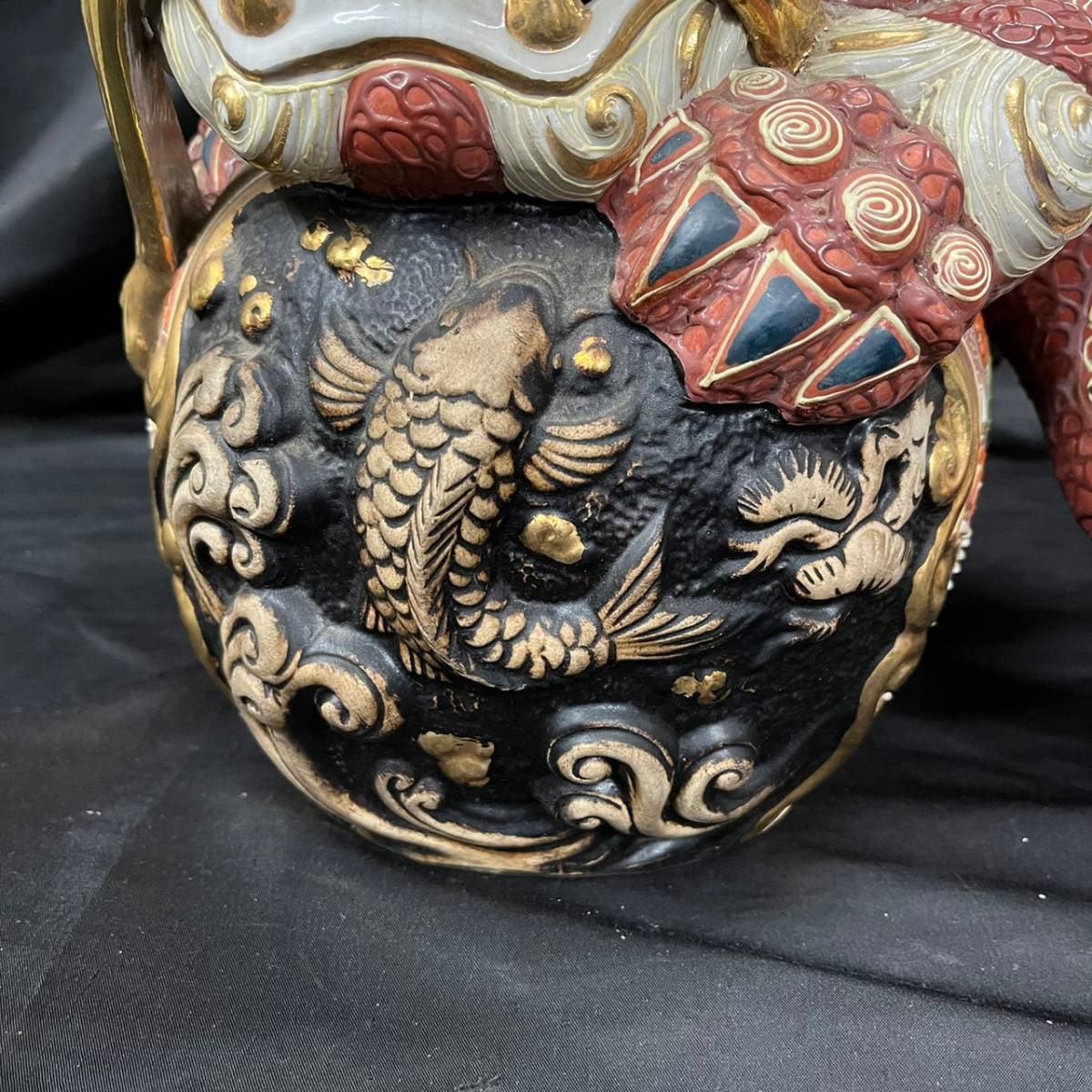 九谷焼 玉乗り獅子 - Yahoo!オークション 玉獅子 (日本の陶磁) 厄除け