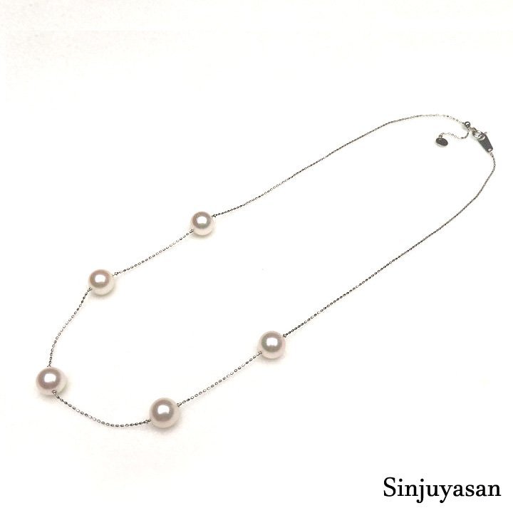 真珠屋さん 特選【ホワイトピンク】8.4～8.3mm x 5個 45cm アコヤ真珠