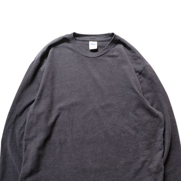 00's オールドネイビー クルーネック ヘビーウェイト ロングスリーブ Tシャツ (L) 濃灰 長袖 無地 ロンT 旧タグ ギャップ GAP 2002年