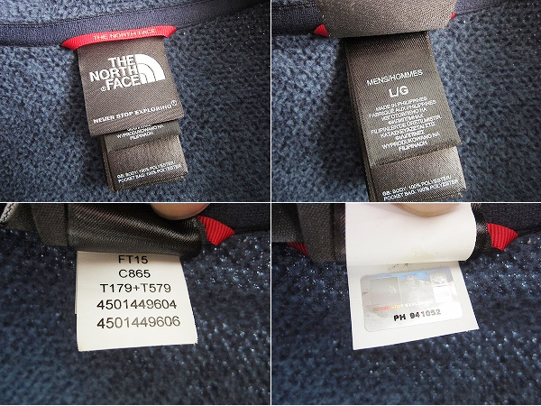 美品 アメリカ企画 ノースフェイス 裏起毛 フリース系 フルジップ ジャケット 紺系 メンズL THE NORTH FACE 服 中古 D141-18-0010X_4