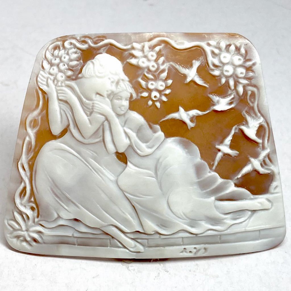 ル*ー様 カメオ　ルース　　61/65 □シェルカメオ10.3g□51.5ct 46.8×57.9mm ルース 彫刻 貴婦人 作家物