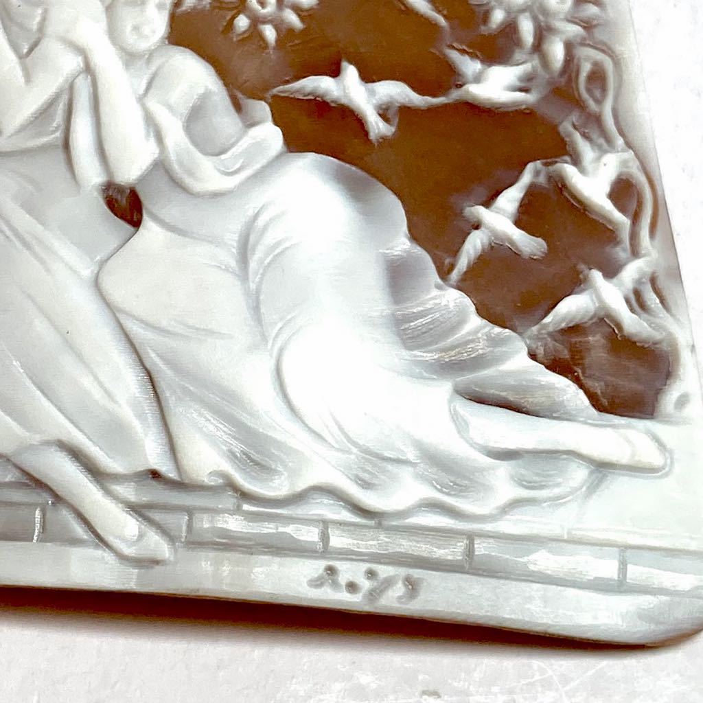 □シェルカメオ10.3g□51.5ct 46.8×57.9mm ルース 彫刻 貴婦人 作家物