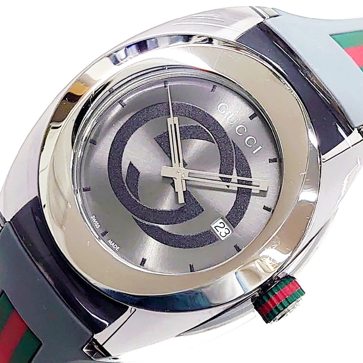 1円スタート】【訳あり品】 GUCCI グッチ 137.1 シンク SYNC SS×ラバー 
