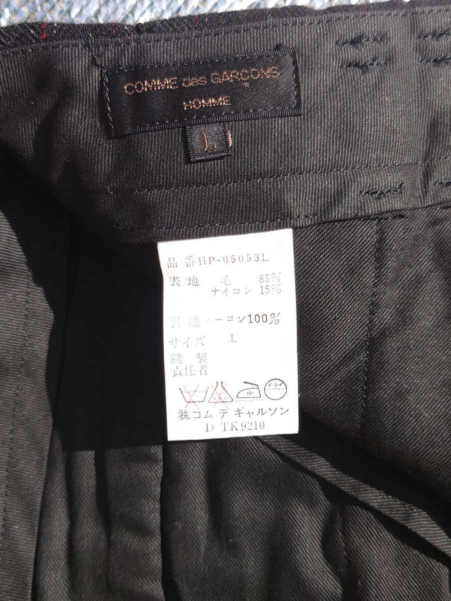 COMME des GARCONS HOMME スラックスパンツ ウール ストライプ 黒 ブラック Lサイズ AD表記なし コム・デ・ギャルソン オム ヴィンテージ