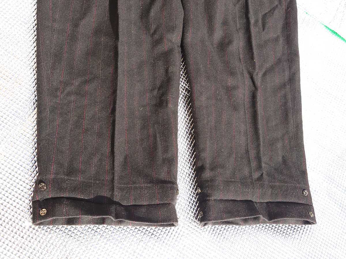 COMME des GARCONS HOMME スラックスパンツ ウール ストライプ 黒 ブラック Lサイズ AD表記なし コム・デ・ギャルソン オム ヴィンテージ