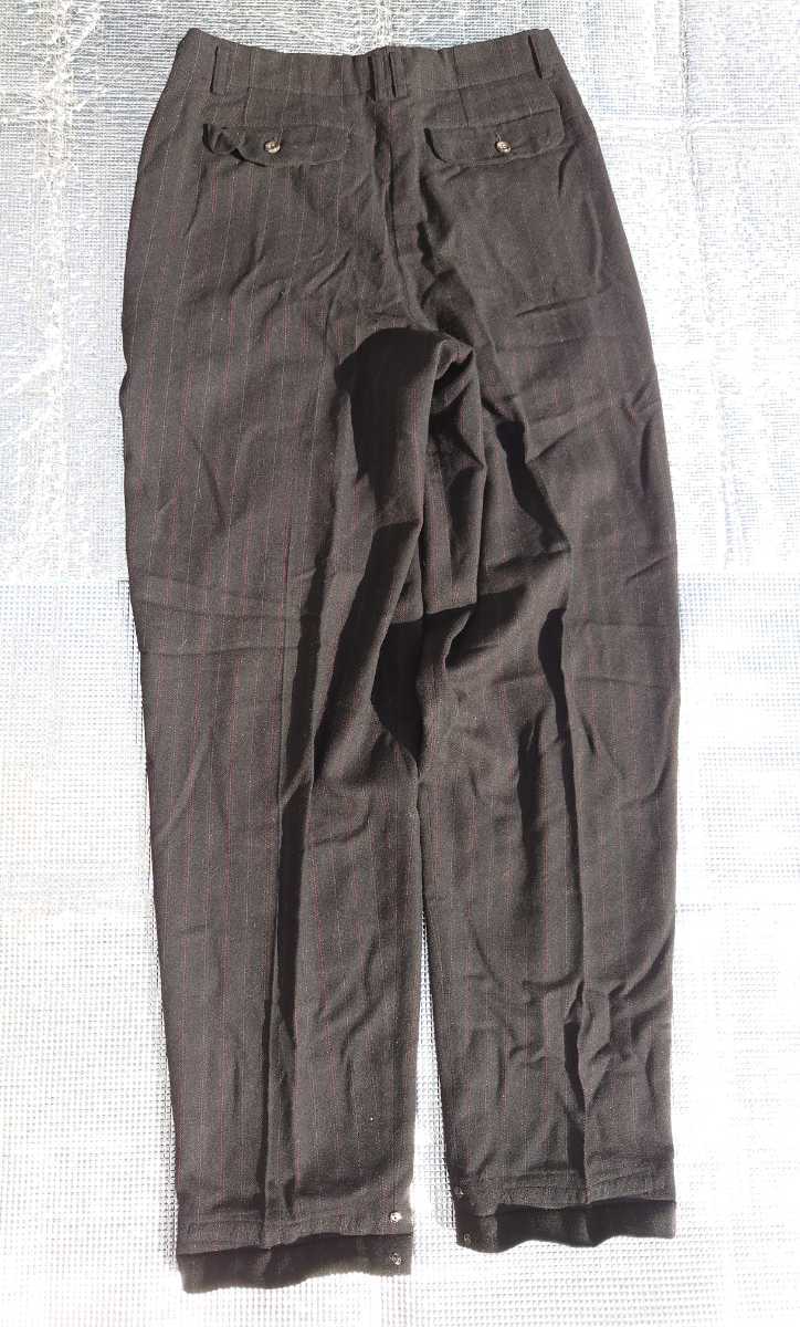 COMME des GARCONS HOMME スラックスパンツ ウール ストライプ 黒 ブラック Lサイズ AD表記なし コム・デ・ギャルソン オム ヴィンテージ