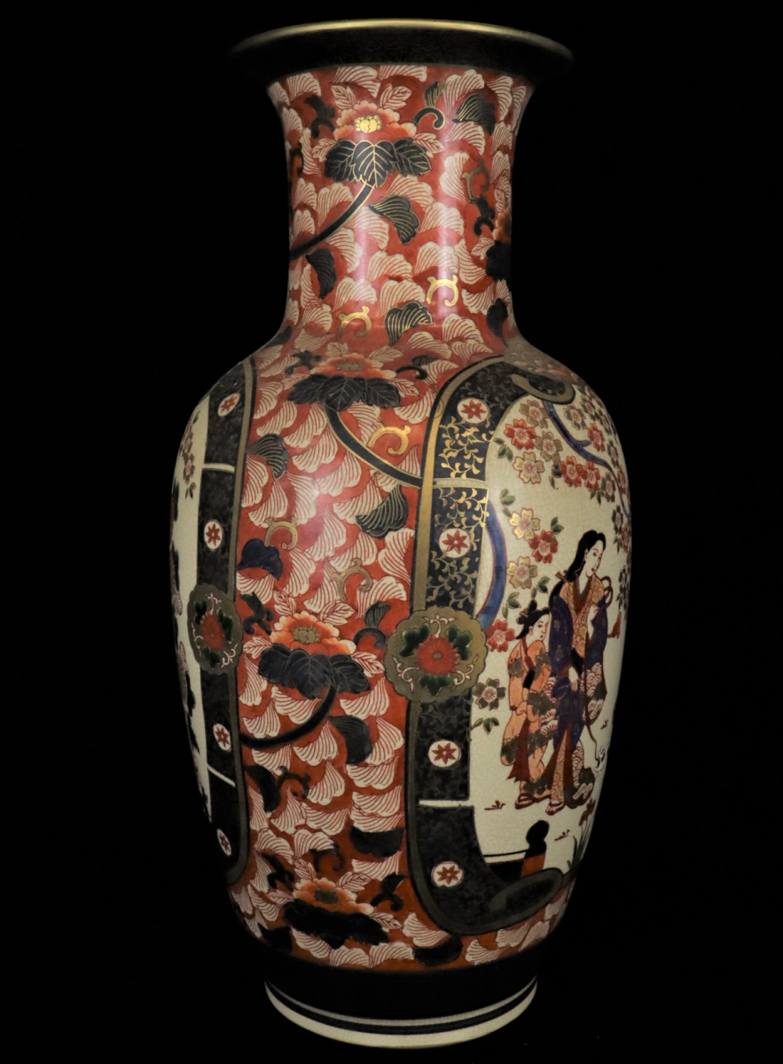 骨董品 花瓶 伊万里 伊万里焼 配送不可】【高さ約64.5cm】伊万里焼 大壺 色絵 花瓶 花入れ 伊萬里