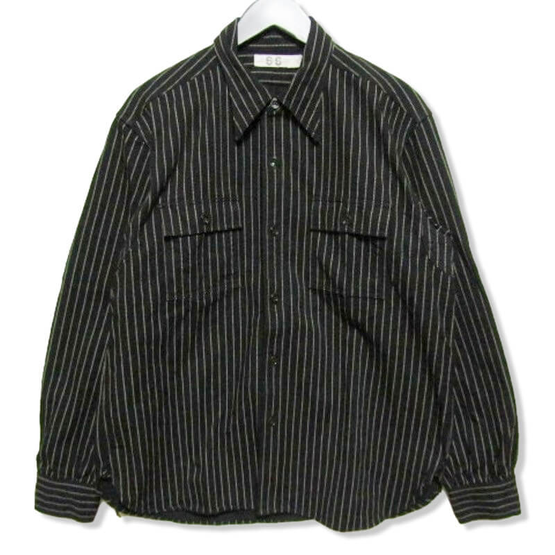 JOHN GLUCKOW ジョングラッコウ 長袖ワークシャツ ウォバッシュストライプ コットン JELADO ブラック 黒 XL 27101516